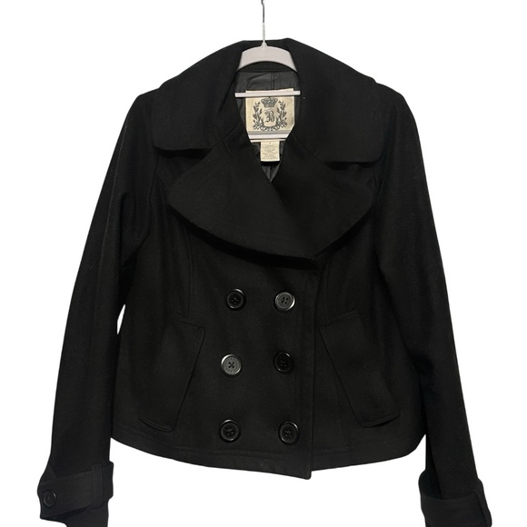 BB Dakota Jackets & Blazers - Vintage Y2K BB Dakota Black Wool Double Breasted Peacoat Jacket Sz S